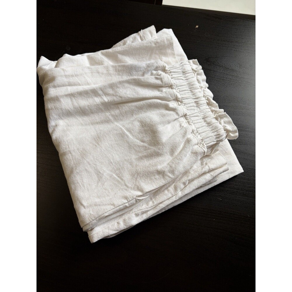 White Linen Blend Pants Wide Leg Elastic Drawstring Waist Rewash Small Coastal - Picture 6 of 11